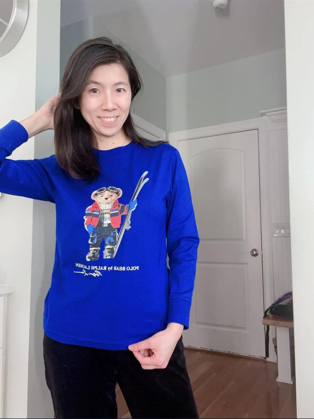 Ralph Lauren polo boy Bear Graphic Long-Sleeve Top - Royal Blue